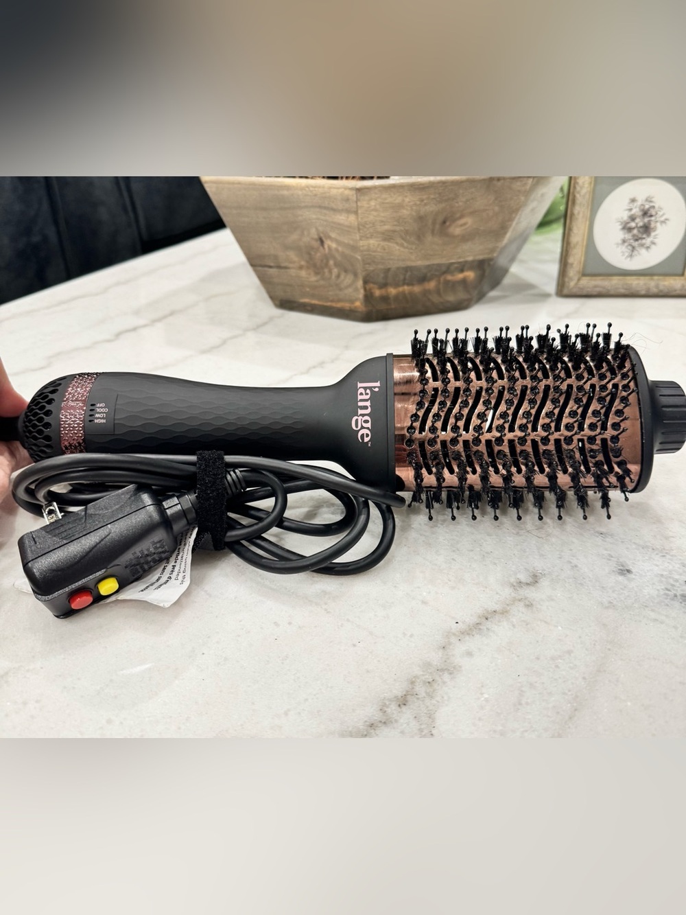 Lange Black Handle with Rose Gold Ceramic Round Hot Air Brush 75mm